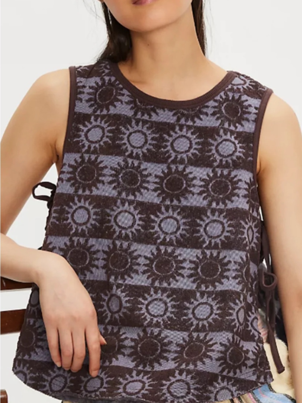 Free people sunny terry top tank with sun motif